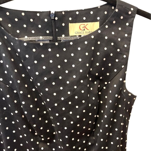 Grace Karin Polka Dot Dress Sleeveless Black White Fit and Flare Pin Up 60s Sz M - Picture 4 of 11
